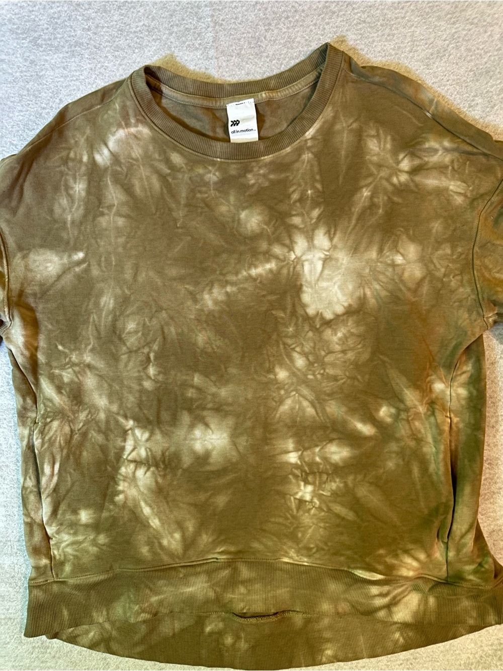 All in Motion Neutral Tie-Dye French Terry Sweatshirt Pullover Size M Thumbholes